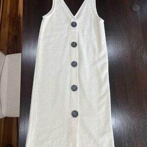 Zara Cream Sheath Midi Dress Sleeveless V-Neck